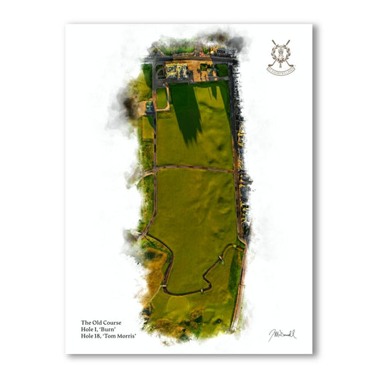 St Andrews Old Course Sunrise print featuring Holes 1 & 18