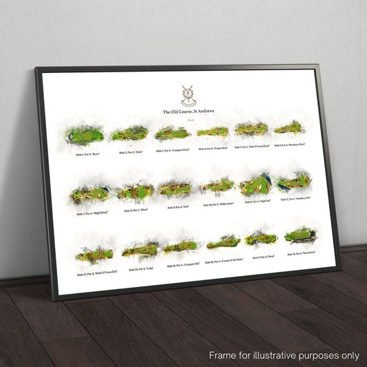 Framed print of St Andrews 18 hole compilation