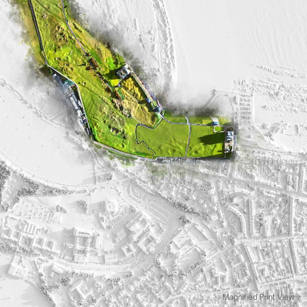 The Old Course & St Andrews Links Peninsula Print Close Up 1 & 18