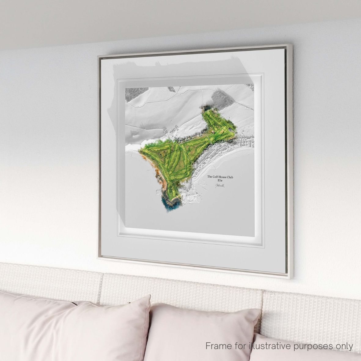The Golf House Club Elie 3D Print in white frame by Joe McDonnell
