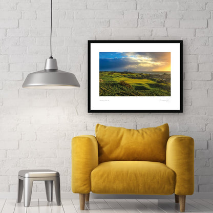 GOLF PHOTOGRAPHY PRINT IN BOX FRAME BY KEVIN MURRAY TURNBERRY AILSA ROCK AND LIGHTHOUSE