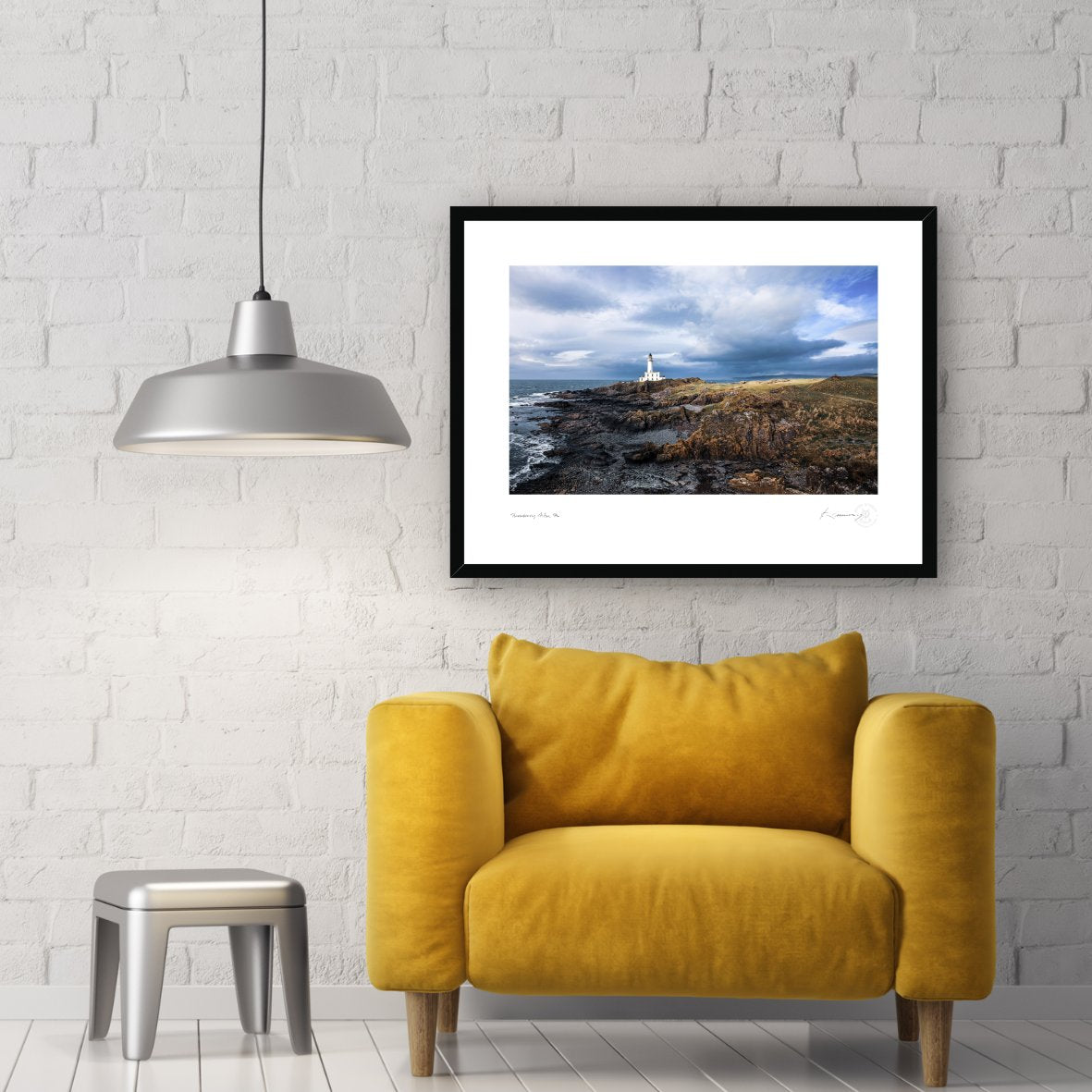 GOLF PHOTOGRAPHY PRINT IN BOX FRAME BY KEVIN MURRAY OF TURNBERRY AILSA LIGHTHOUSE