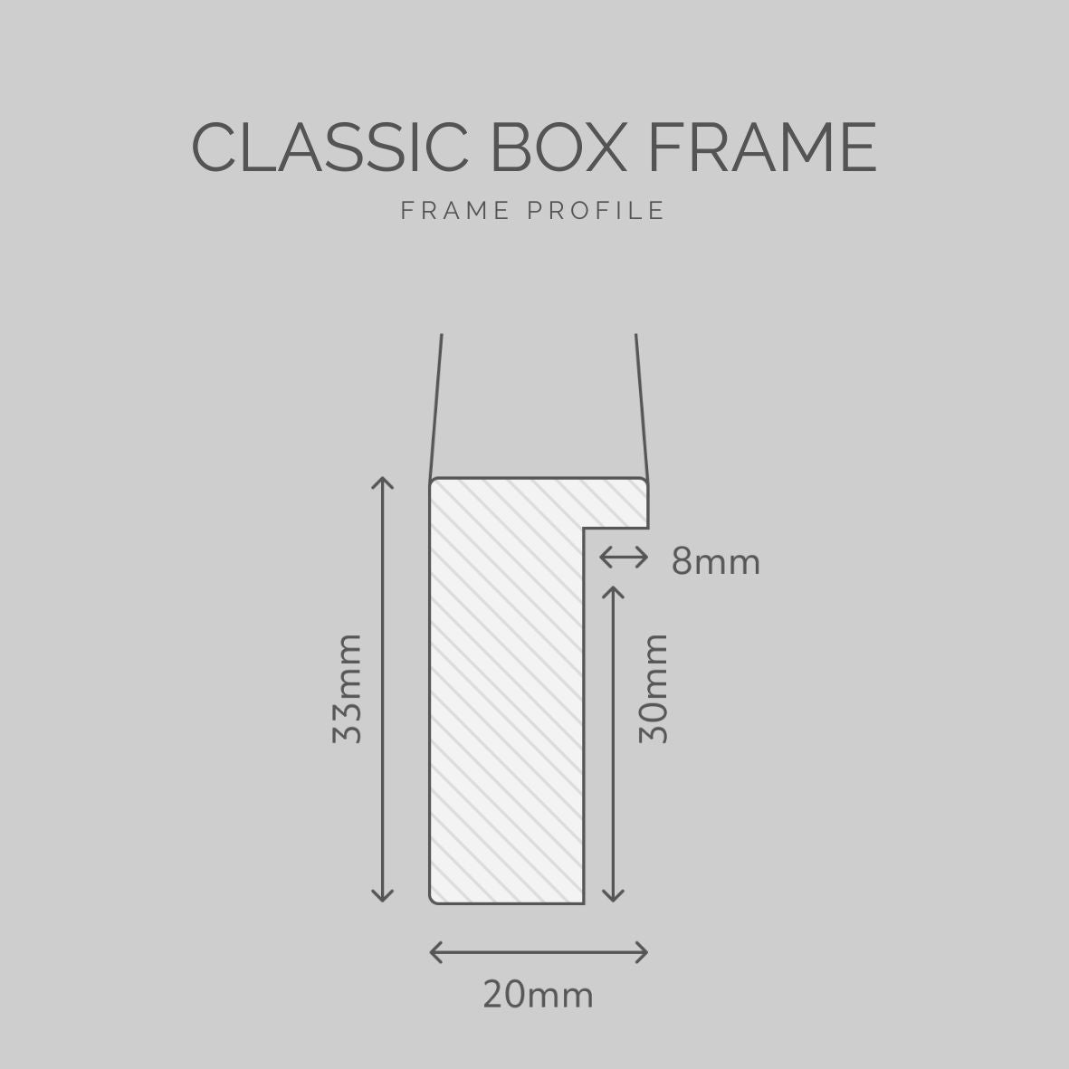 classic box frame dimensions