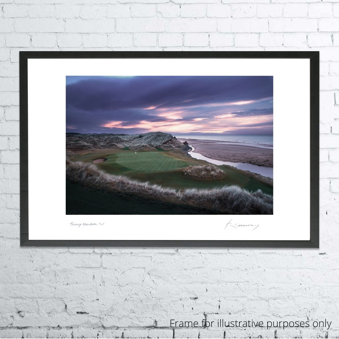 A framed photo of the 3rd at Trump Aberdeen by Kevin Murray.