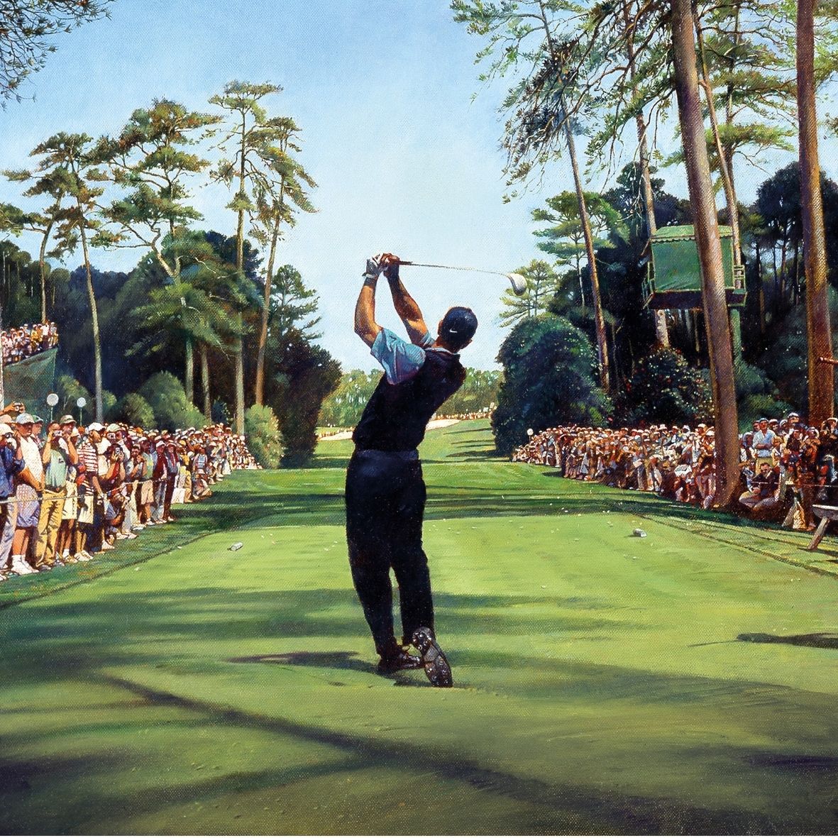 Tiger Woods, Masters Practice day fine art print close up by Michael Heslop