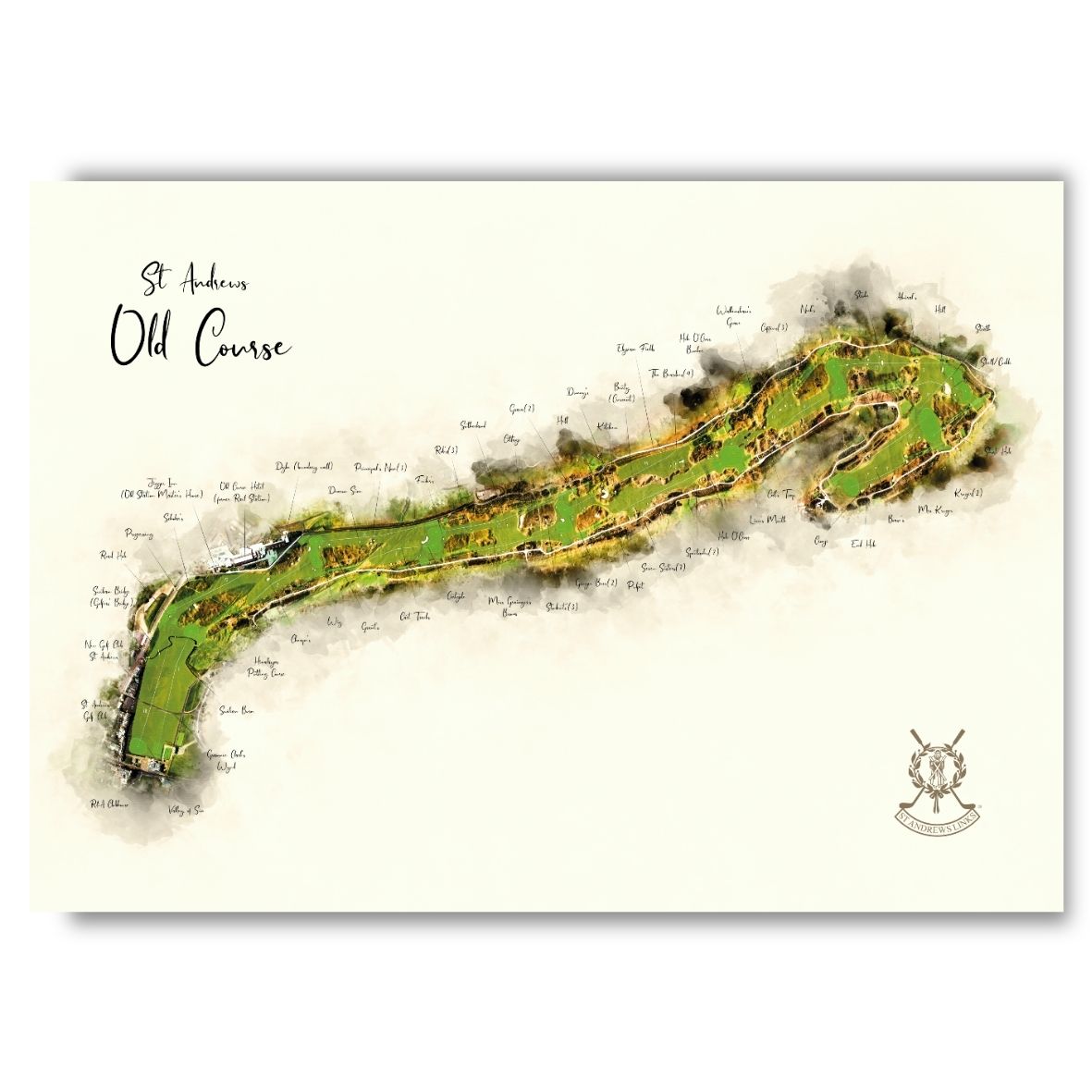 The Original Old Course WaterMap Print by Joe McDonnell