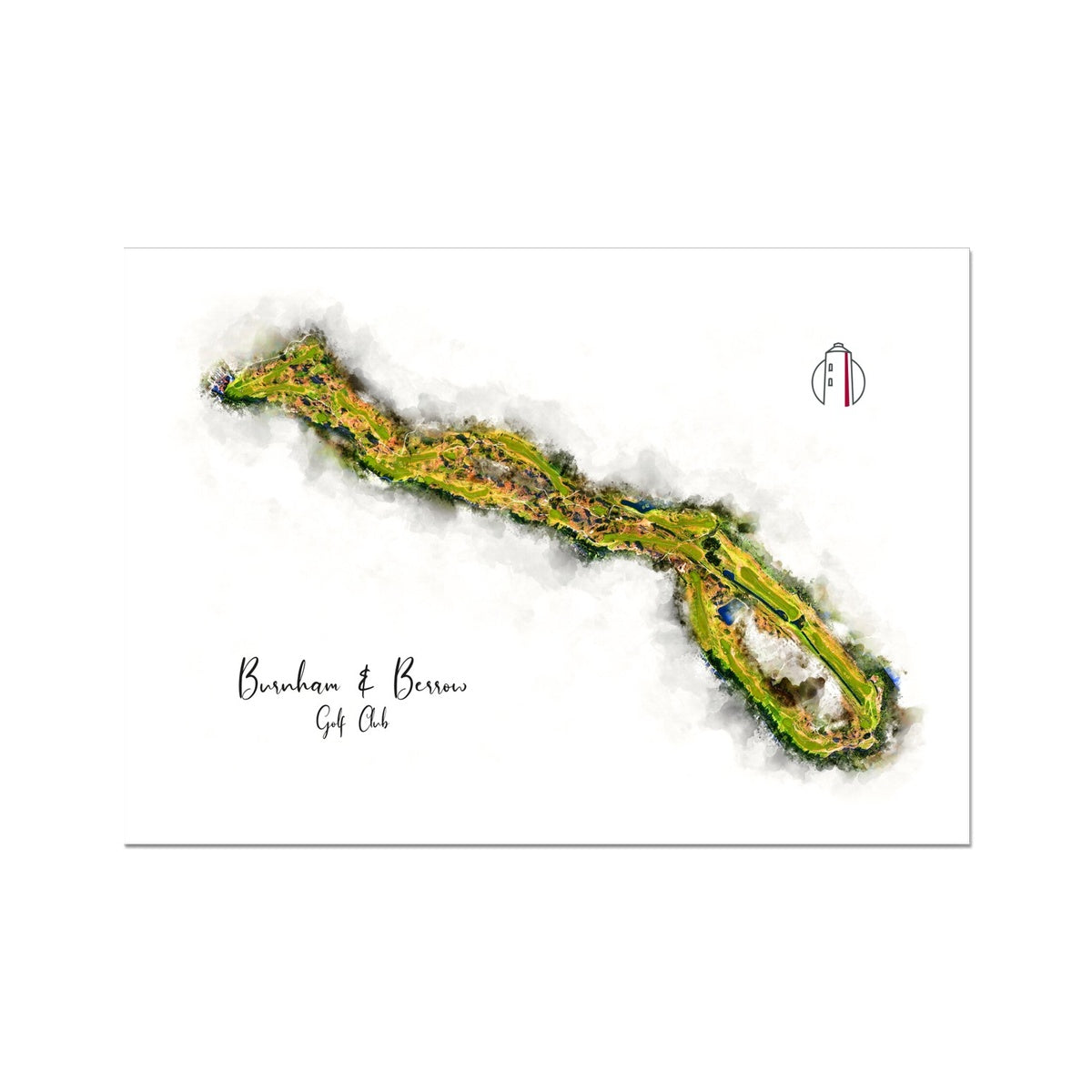 Artwork of the complete course map of Burnham & Berrow Golf Club.