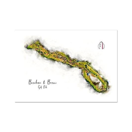 Artwork of the complete course map of Burnham & Berrow Golf Club.