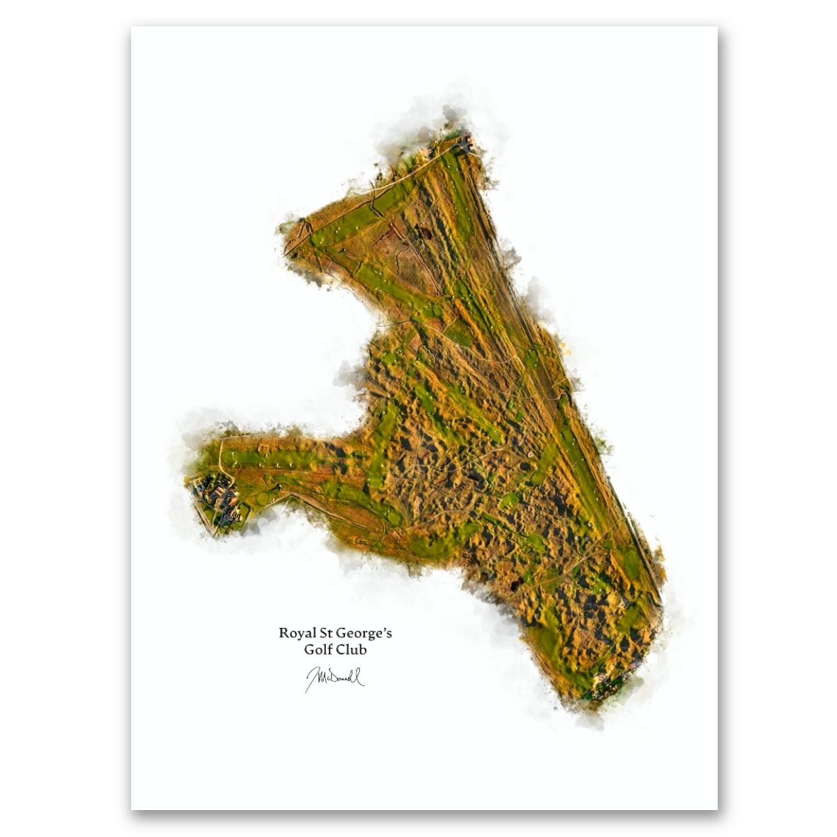 Royal St George's Golf Club - Portrait Print Shadow & Contour