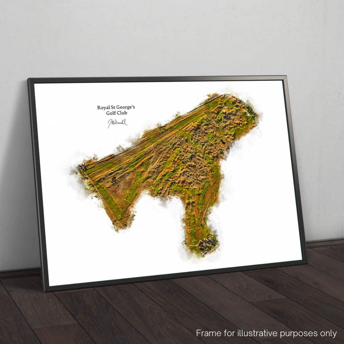 Royal St George's Golf Club - Framed Landscape Print Shadow & Contour