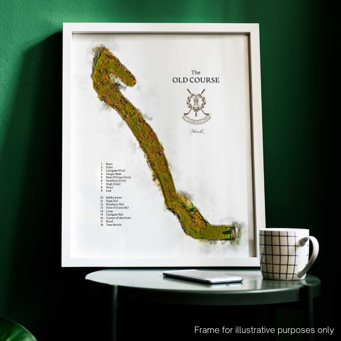 St Andrews, The Old Course, Sunrise Edition Print in White Frame