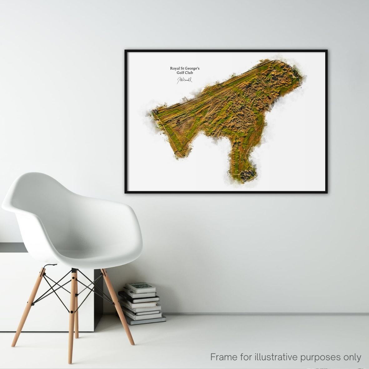 Royal St George's Golf Club - Large Framed  Landscape Print Shadow & Contour