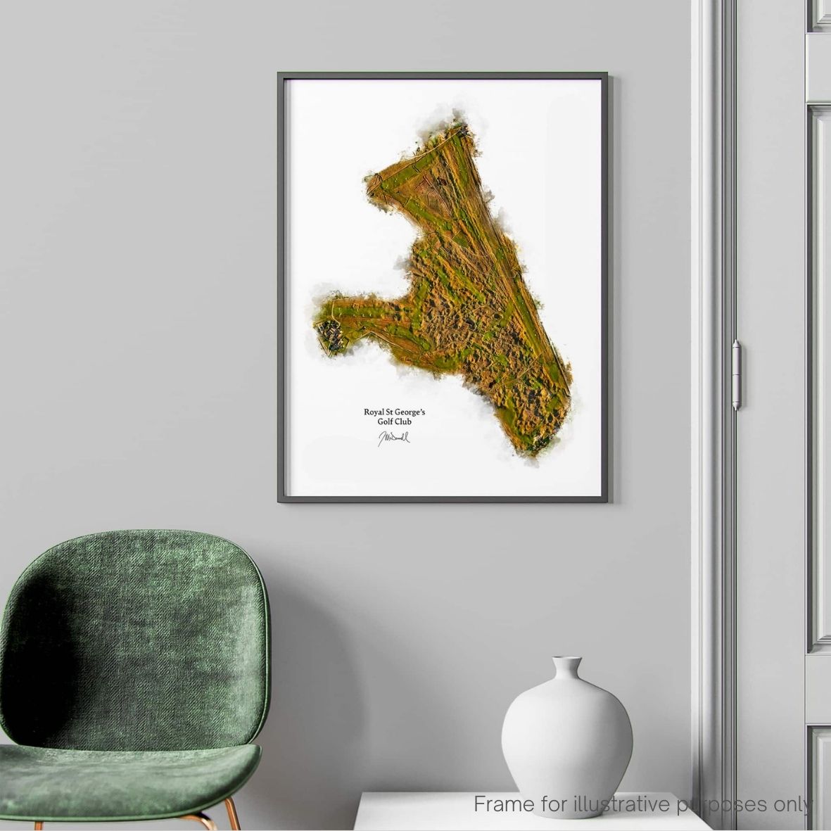 Royal St George's Golf Club - Large Portrait Framed Print Shadow & Contour