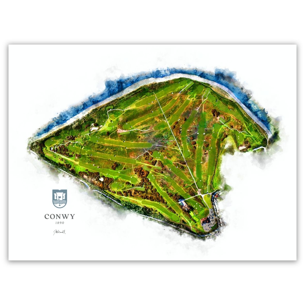 Conwy Golf Club WaterMap Print