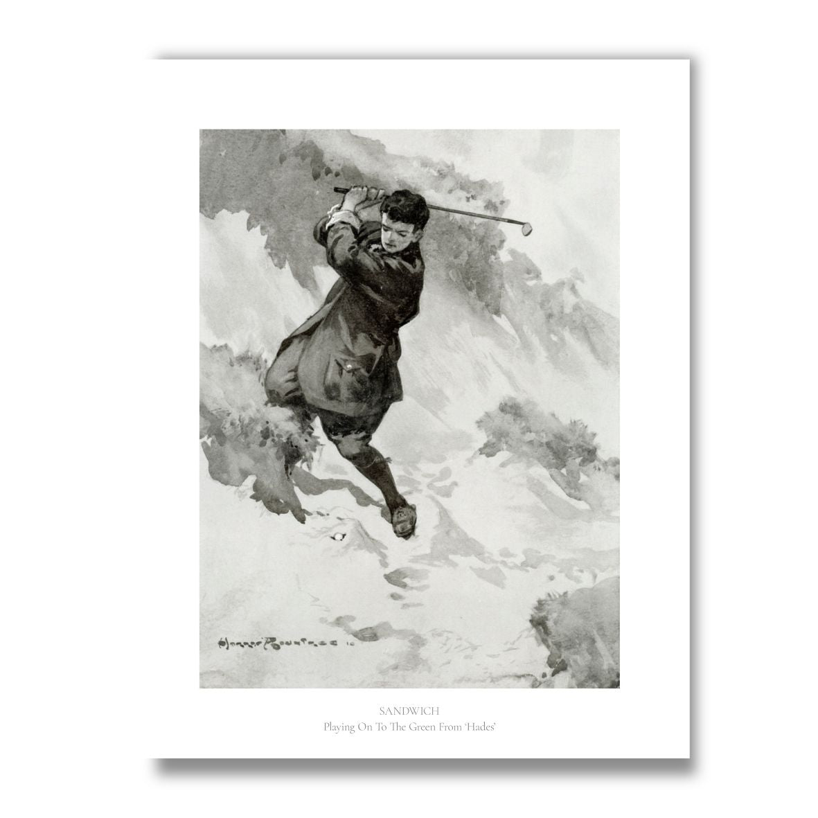 Royal St George's Golf Club Hades print with text by Harry Rountree