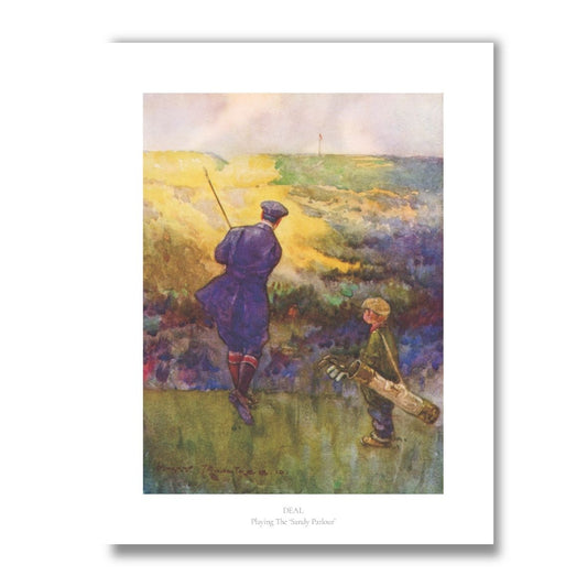 Royal Cinque Ports Golf Club print with text by Harry Rountree