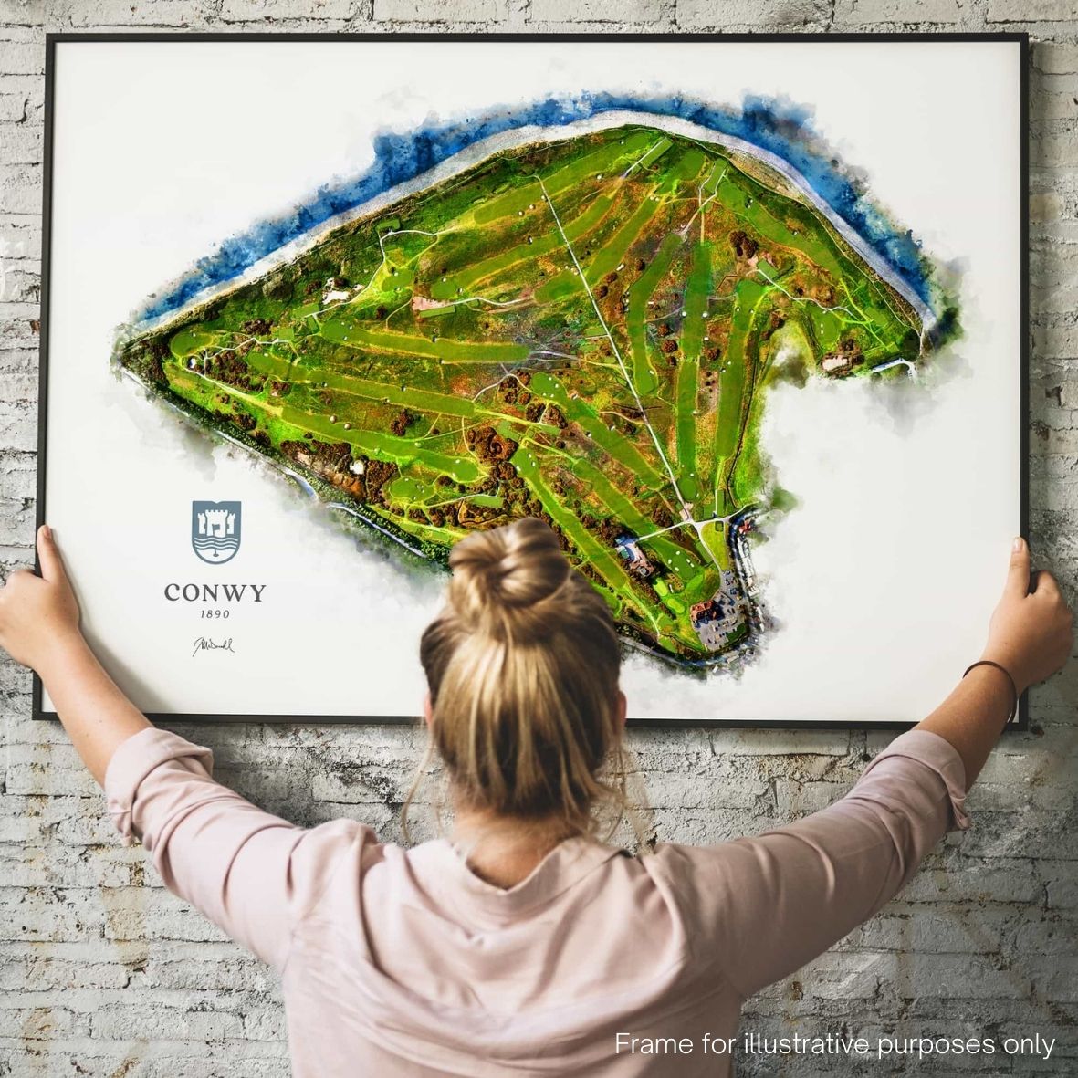 Large Conwy Golf Club Print in Black Frame