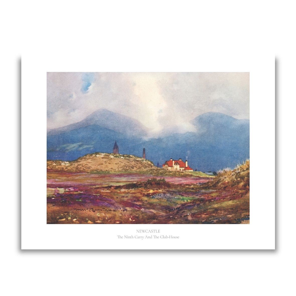 Royal County Down Golf Club print with text by Harry Rountree