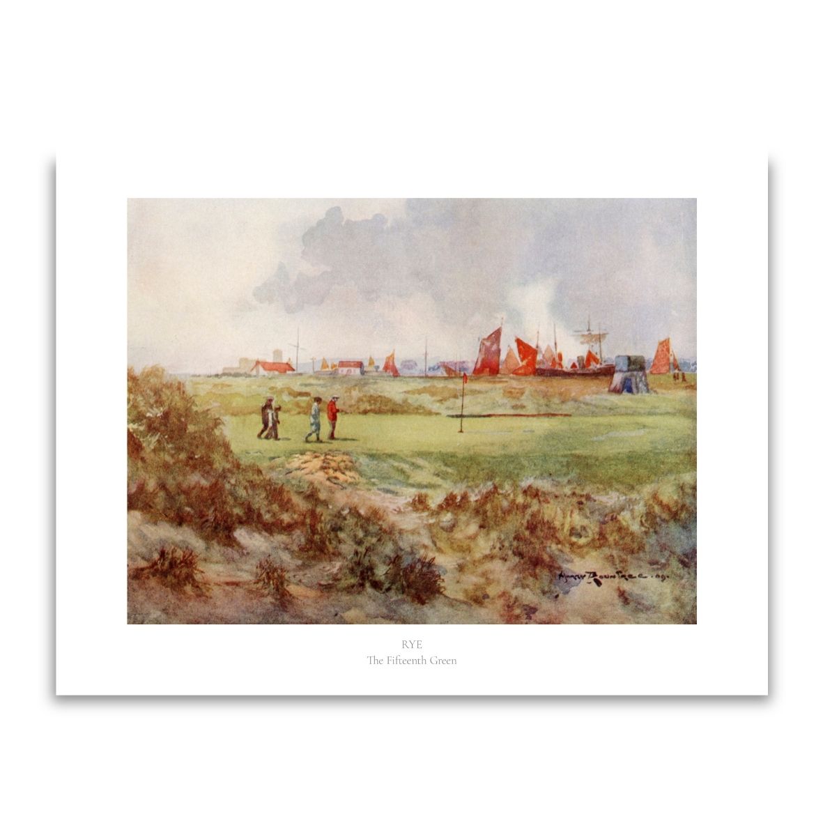 Rye Golf Club print with text by Harry Rountree